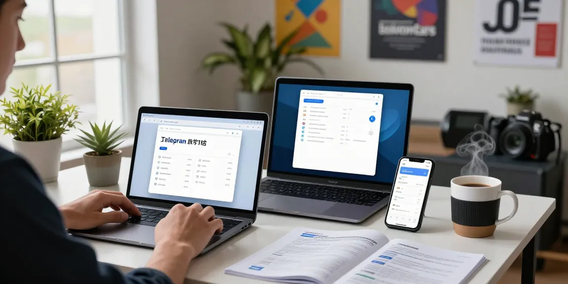 Setting up Telegram Chinese interface on desktop and mobile devices in a modern workspace.